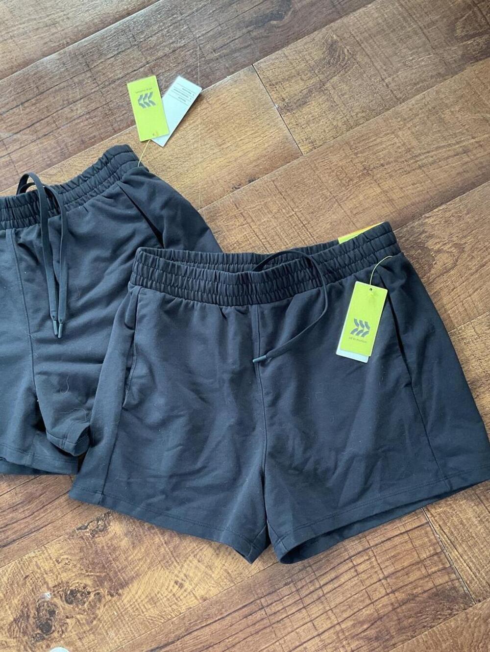 NWT 2Pack All in Motion Black Casual Cooton Shorts Drawstring
